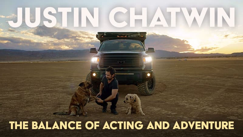 Justin Chatwin with four wheel camper 
